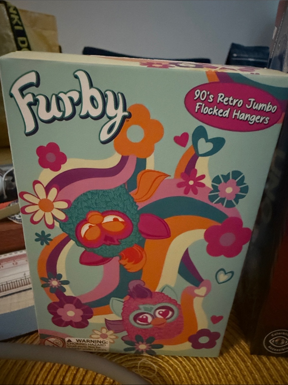 Furby 90's Retro Jumbo Flocked Hangers - Teal, Pink, Orange - SEALED